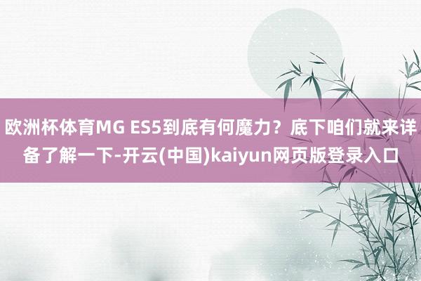 欧洲杯体育MG ES5到底有何魔力？底下咱们就来详备了解一下-开云(中国)kaiyun网页版登录入口