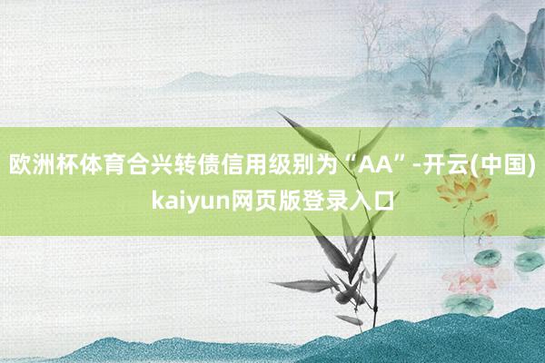 欧洲杯体育合兴转债信用级别为“AA”-开云(中国)kaiyun网页版登录入口