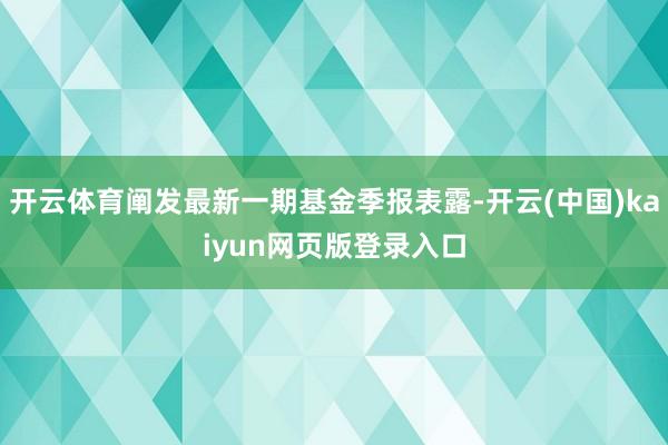 开云体育阐发最新一期基金季报表露-开云(中国)kaiyun网页版登录入口