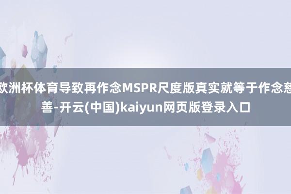 欧洲杯体育导致再作念MSPR尺度版真实就等于作念慈善-开云(中国)kaiyun网页版登录入口