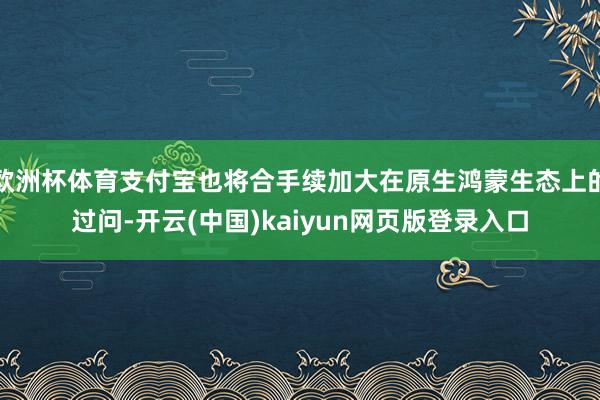 欧洲杯体育支付宝也将合手续加大在原生鸿蒙生态上的过问-开云(中国)kaiyun网页版登录入口